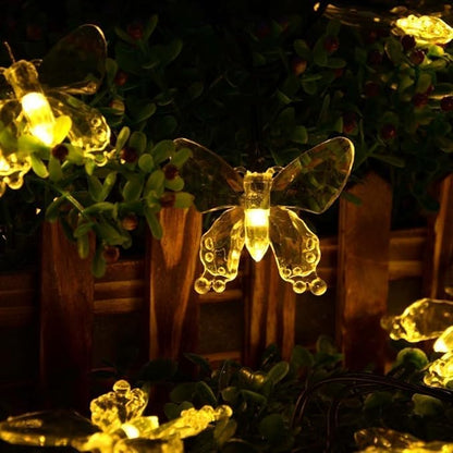 Solar String Lights, Waterproof 16ft 20LED Butterfly Christmas Fairy Lights Decorative Lighting for Home Party Wedding Patio Garden Porch Balcony (Warm White)