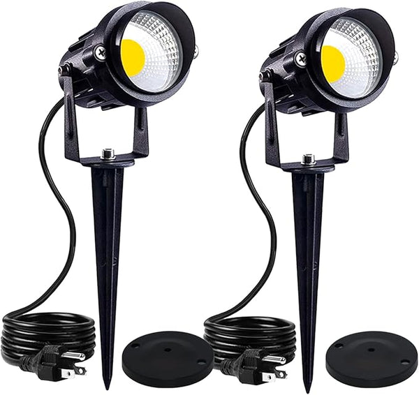 HANNAHONG 5W AC120V Landscape Up Down Spot-Light with Spiked Stand and Base, COB LED for Lawn Garden | Lumora