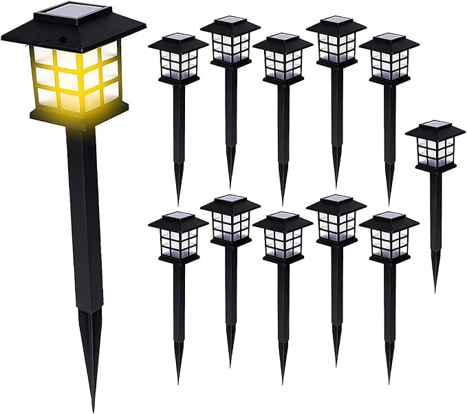 VaygWay 12 Pack Bright Solar Pathway Lights - Premium Quality Waterproof Outdoor Solar Powered Lamp Lights for Garden, Walkway LED Lamp- Perfect for Patio, Lawn, Yard, Driveway, Landscape