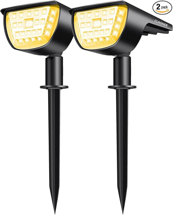 CLAONER Solar Spot Lights Outdoor, 3 Lighting Modes IP65 Waterproof Solar Lights Outdoor, 2-in-1 Solar Landscape | Lumora