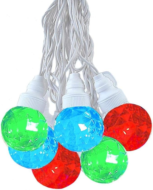 10 Foot LED G40 Sparkle Outdoor Patio String Lights with 10 Multi Globe Bulbs – Market Bistro Café Hanging String | Lumora