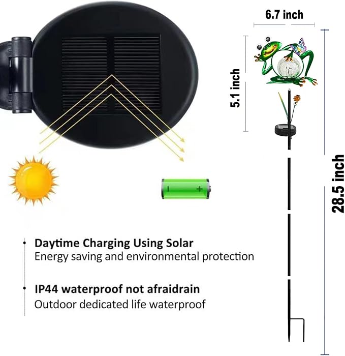Frog Garden Solar Lights Outdoor Decorative, 2 Pack Metal Frog Garden Decor for Outside Waterproof Solar Stake Lights for Lawn Ornaments Patio Yard Decorations, Gardening Gifts for Mom Women