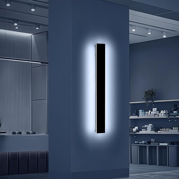Mikeru 31.4" Outdoor Wall Sconce 6000K Cool White - IP65 Waterproof Black Exterior Light, Hardwired Wall Mounted | Lumora