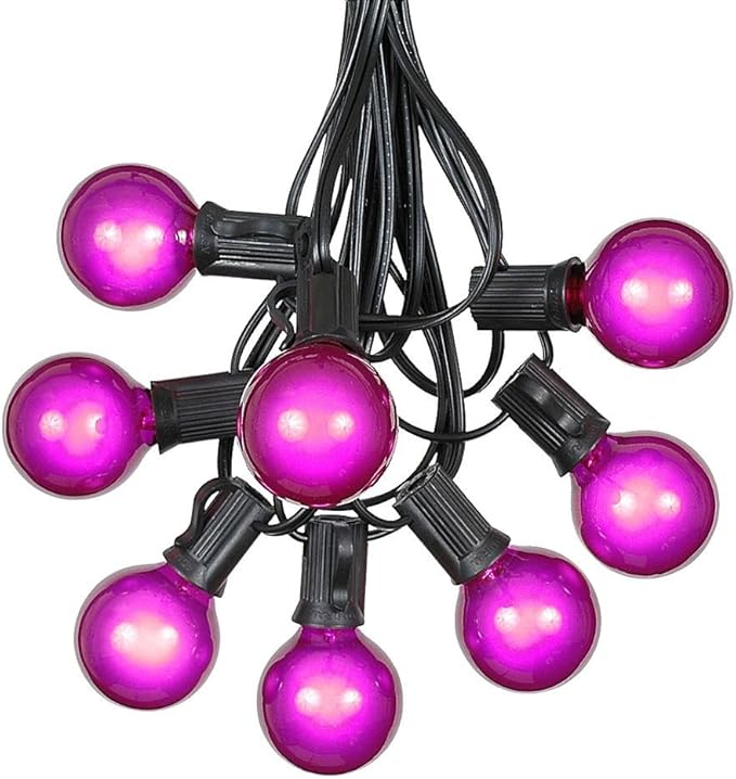100 Foot G40 Outdoor Patio String Lights with 125 Purple Globe Bulbs – Indoor Outdoor String Lights – Market Bistro | Lumora