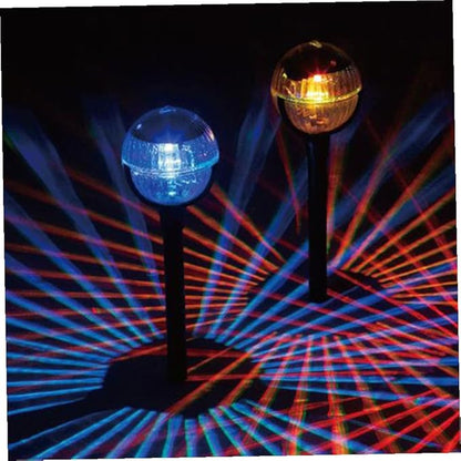 Housoutil 2pcs Solar Garden Lights Outdoor Lawn Path Lights with Colorful Led, Solar Powered Plastic Landscape Lighting for Patio and Yard Decor