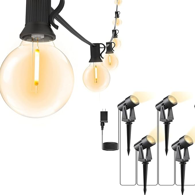 Svater Outdoor String Lights 150 FT with 4 Pack Landscape Lighting Low Voltage for Patio Backyard Fence Garden
