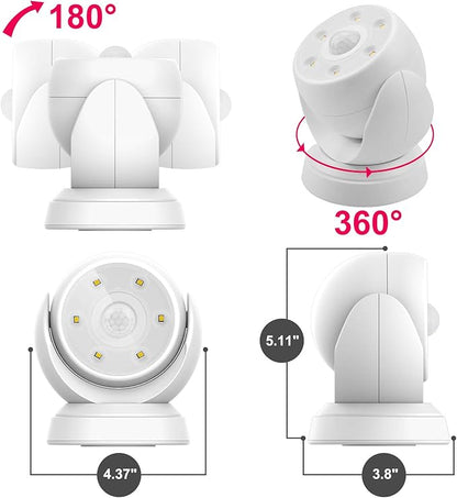 HONWELL Battery Operated Motion Sensor Light Outdoor Wireless Waterproof Spotlight Motion Detector Security Light, Light Sensor Auto On Off for Porch Stair Hallway Garage Wall Shed House Door (1Piece)