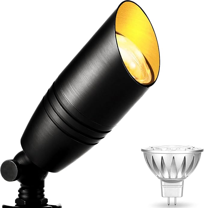 wowlite Landscape Spotlights Outdoor, 12V Low Voltage Landscape Lighting Fixture with 5W MR16 LED Bulb, Black | Lumora
