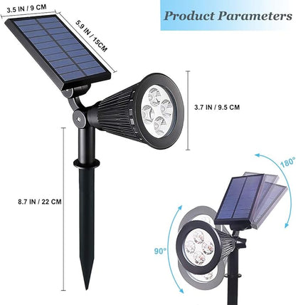 Solar Lights Outdoor Waterproof, 4 LED Landscape Lights, 2 in 1 LED Solar Spotlight for Flag Garden Pathway Yard Patio Lawn Outdoor Decor Lighting (Green)