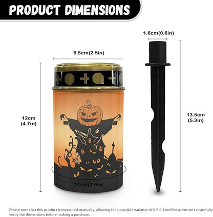 Pumpkin Castle Solar Lights for Garden Outdoor 2 Pcs Solar Powered Lights Waterproof Solar Lights Outside Solar Halloween Garden Lights Yard Path Walkway Grave Solar Light