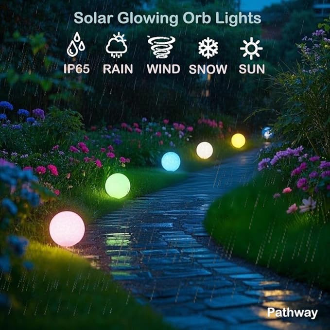 12-inch Dimmable Solar Globe Light, RGB 16 Color Changing Large Glowing Orb Light w/Remote, Waterproof Outdoor | Lumora