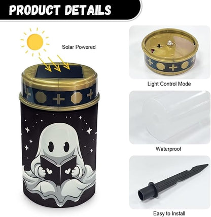Ghost Cemetery Outdoor Waterproof Solar Light Grave Memorial Light Detachable Use Convenient Outdoor LED Garden Landscape Light for Night Time Garden, Balcony, Patio Decor