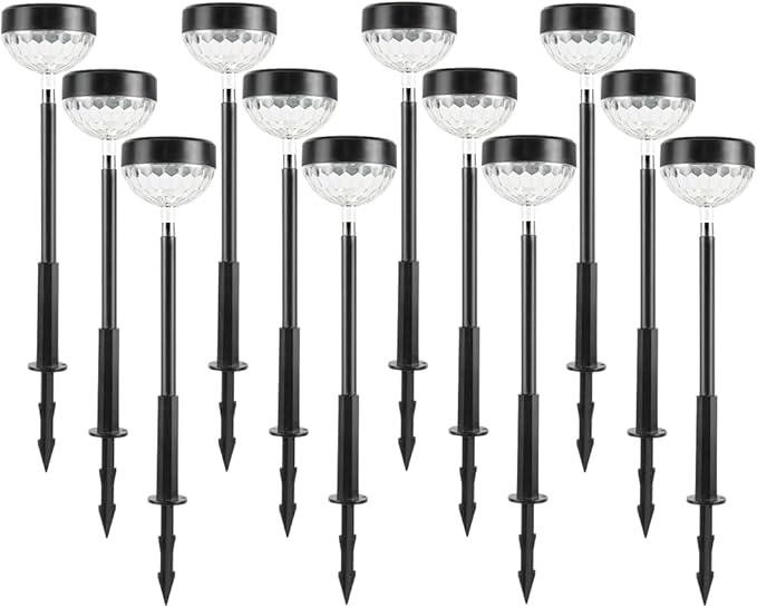 Solar Pathway Lights Outdoor, Color Changing+8 Fixed Color (Warm White, Cool White, Colored) Solar Lights Outdoor, Bright Solar Powered Garden Light (12)