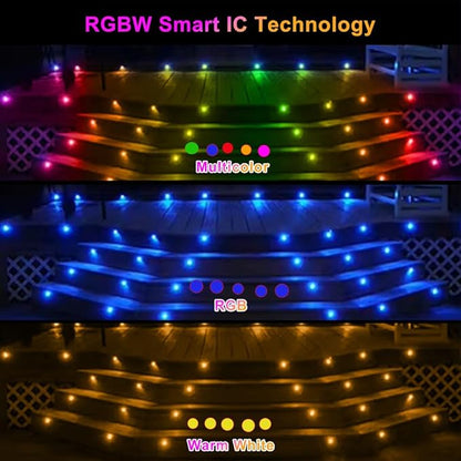 LED Deck Lights Kit, 6Pack 1.22" Low Voltage WiFi RGBW+IC Multicolor Dynamic Recessed Deck Lighting Work with Alexa/Google Home, IP67 Waterproof 12V Step Lights Outdoor for Garden Yard Path Stairs