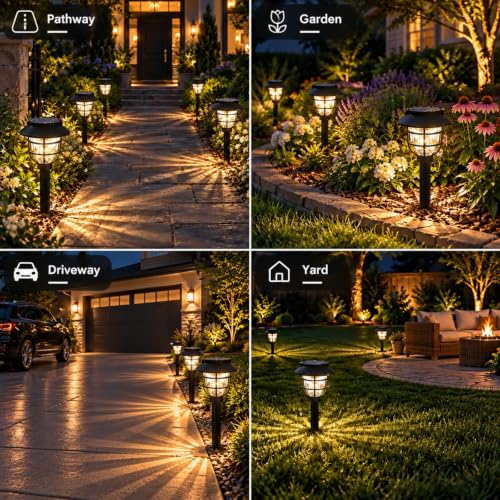 Springwind 10 Pack Solar Lights Outdoor Waterproof Pathway Garden Lights