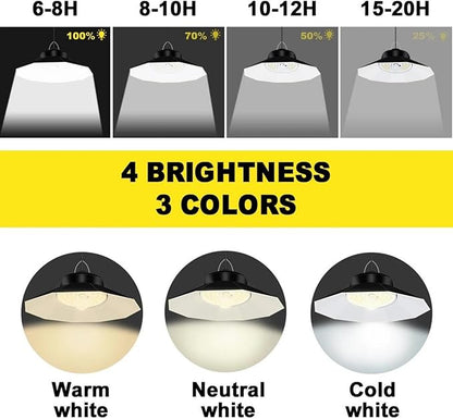 Solar Light Outdoor Indoor with 3 Color 4 Brightness Modes Work Day and Night Solar Powered Pendant Lights for Shed Garage Yard,Single