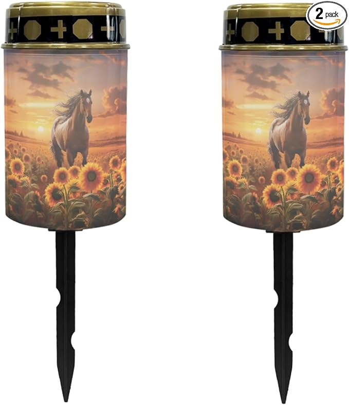 Sunflower Horse Solar Horse Lights for Outside,Solar Walkway Lights Outdoor Waterproof Solar Pathway Lights Solar Powered Lantern Landscape Lighting-Warm White