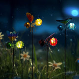 Insects Solar Garden Lights, 22.4" H Butterfly & Bee & Dragonfly & Ladybug Solar Stake Light, 4 Pcs Outdoor Statues | Lumora