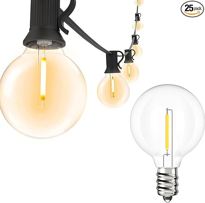 Svater Led Outdoor String Lights 25 FT with 25 Packs Replacement Bulbs | Lumora
