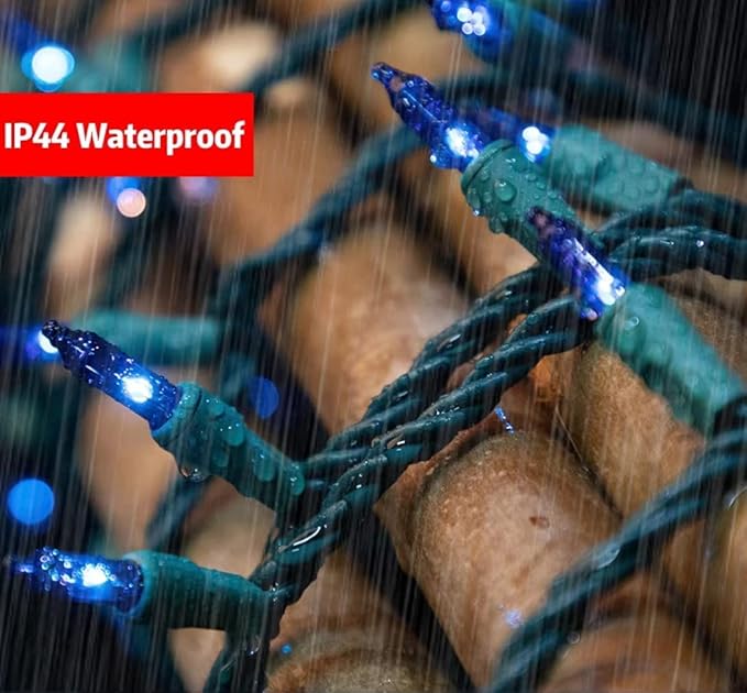 LAMPHOME 200L(100L*2pcs) Mini Lights, Green Wire,Blue