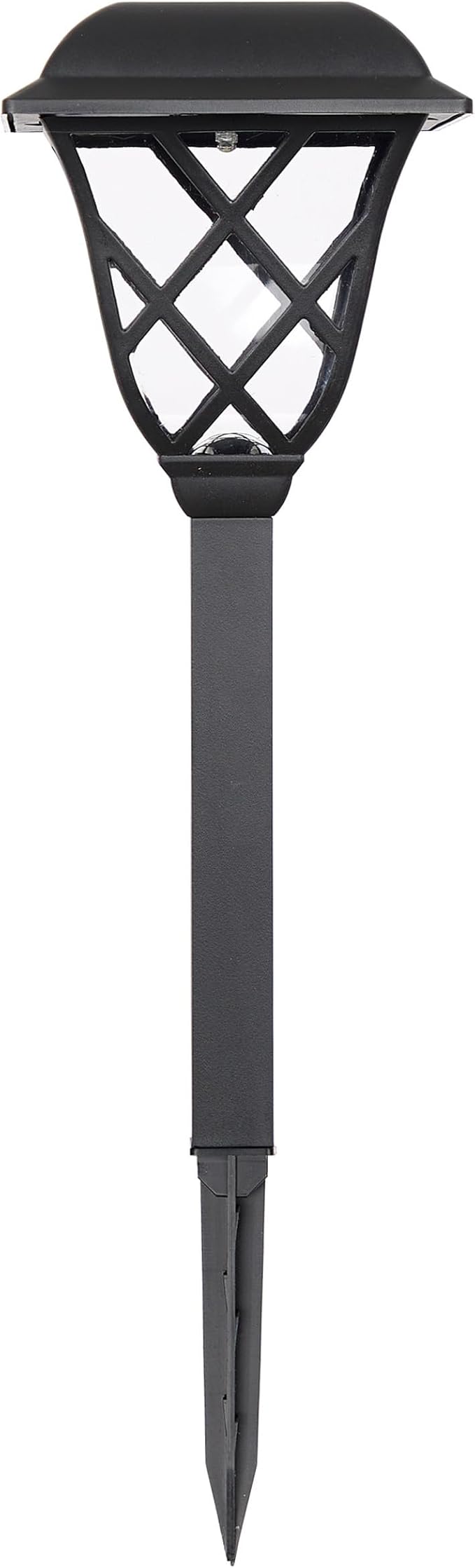 Alpine Corporation 16"H Solar Criss Cross Pathway LED Lights, Weather-Resistant Dusk and Dawn Automatic Light Sensor for Garden Landscapes, Black, Set of 4