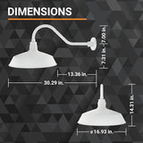 17in. White Finish Outdoor Gooseneck Barn Light Fixture with 22in. Long Extension Arm - Wall Sconce Farmhouse | Lumora
