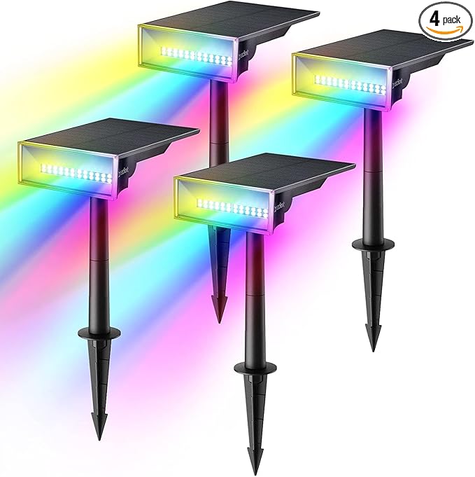 Consciot Solar Spot Lights Outdoor, Adjustable 170° Solar Outdoor Light, 7 Multicolored Garden Light Waterproof | Lumora