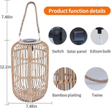 Livinlarge Solar Lantern Outdoor Waterproof, Large Rattan Solar Lantern Outdoor Hanging with Handle, Natural Bamboo | Lumora