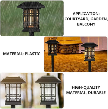 NUOBESTY 4pcs Solar Pathway Lights Outdoor Waterproof Yard Lawn Landscape Lighting Warm White Solar Garden Lights for Patio Walkway Decoration