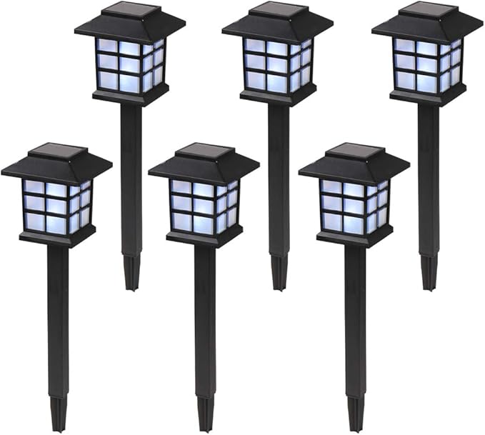 VINGLI Solar Outdoor Lights 6 Packs LED Solar Pathway Lights Waterproof Solar Powered Garden Light for Lawn Yards Pathway Patio Driveway Camping Decor (White)