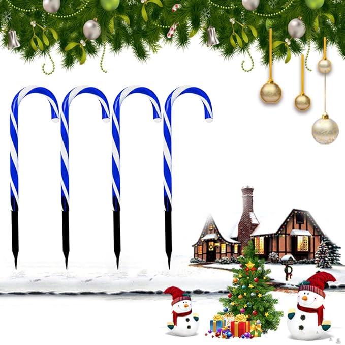 Candy Cane Lights, Christmas Candy Cane Lights, Solar Pathway Lights Outdoor Candy Cane Christmas Decor for Walkway, Driveway, Sidewalk, Garden