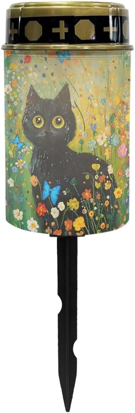 Black Cat Solar Garden Light Waterproof and Energy Saving Solar Memorial Lights for Graves Remembering Loved Pets Cemetery Decorations for Grave for Cemetery Graveyard Memorial