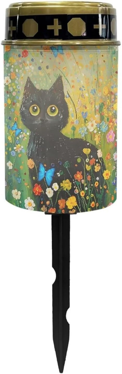 Black Cat Solar Garden Light Waterproof and Energy Saving Solar Memorial Lights for Graves Remembering Loved Pets Cemetery Decorations for Grave for Cemetery Graveyard Memorial