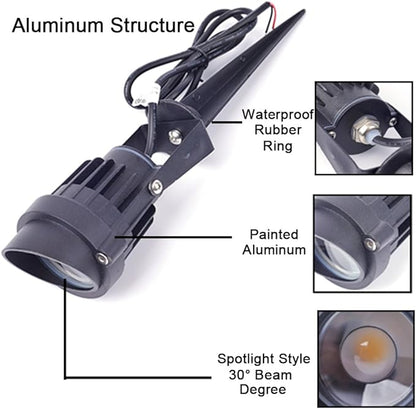 8Pack 5W Low Voltage Landscape Lights with Connectors Outdoor Lighting 24V AC/DC Focusing Lens LED Landscape Spotlights,600LM Warm White Waterproof Outdoor Garden Yard Lights