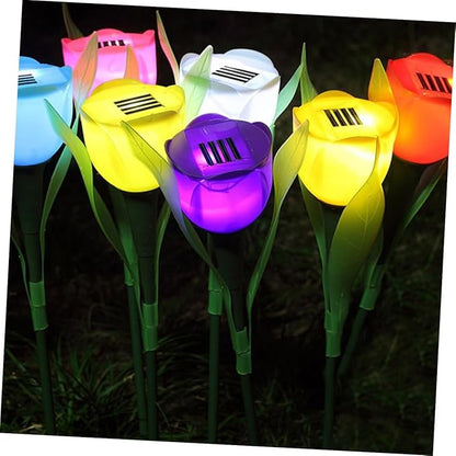 BESPORTBLE 7pcs Solar Led Garden Lights Outdoor Landscape Lighting for Pathways Driveways Energy Saving Weatherproof Auto Sensor for Night Use Random Colors