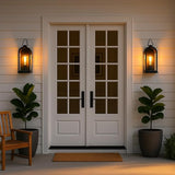 Vintage Outdoor Wall Light Fixtures (2 Pack) - Matte Black Porch Lantern/Exterior Wall Sconce, Glass Shade, Sturdy | Lumora