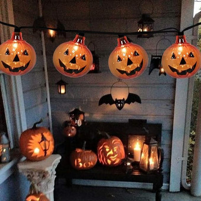 SUNSGNE Pumpkin String Lights, 8.5ft Halloween String Lights with 10 Smiling Jack-O-Lantern Pumpkin Light for Indoor Outdoor Party Decorations