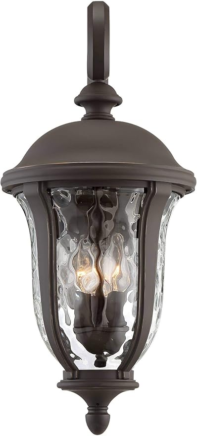 John Timberland Park Sienna Vintage Outdoor Wall Light Fixture Bronze 22 1/4" Clear Hammered Glass Downbridge for Exterior House Porch Patio Outside Deck Garage Yard Front Door Garden Home