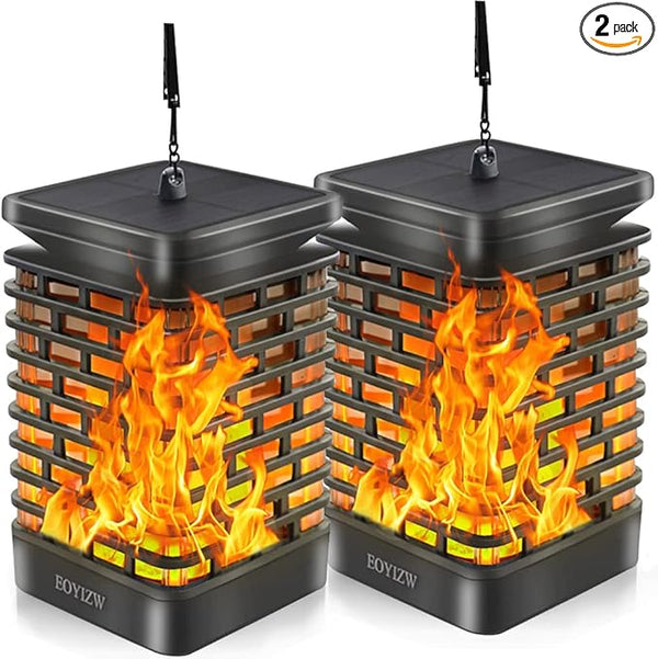EOYIZW Solar Outdoor Lights 2 Pack- 99 LEDs Flickering Flame Solar Lantern for Garden Decor- IP65 Waterproof Garden | Lumora