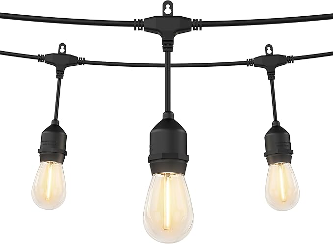 artika Blaze 20 LED Bulbs 42 ft Outdoor Solar String Lights - Dusk to Dawn - Matte Black