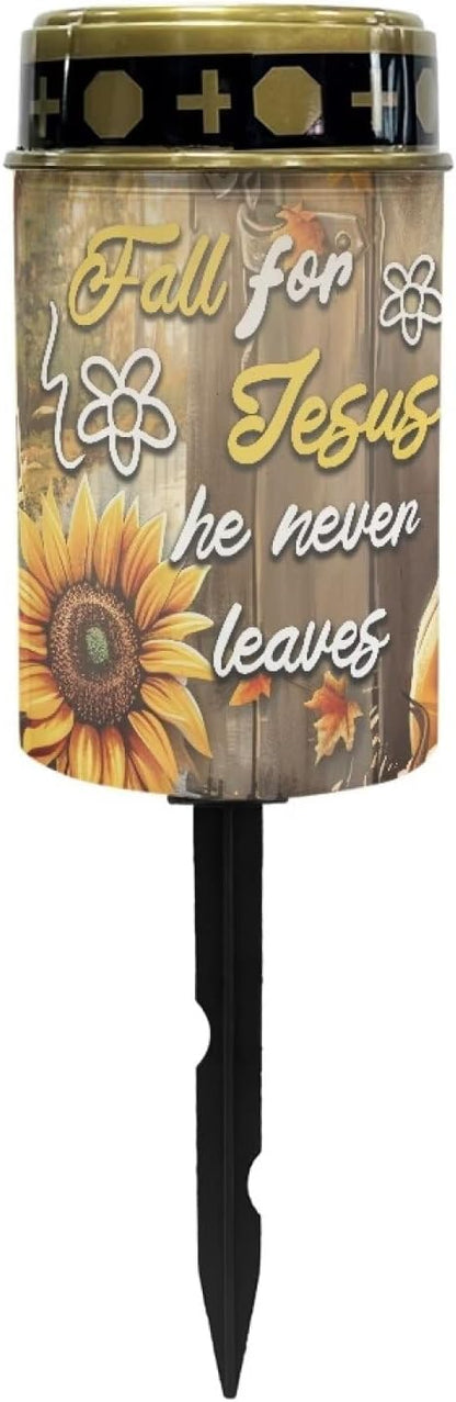 Fall Sunflower Letter Solar Stake Lights Multipurpose Solar Pathway Lights Cemetery Decorations for Grave Outdoor Lights Landscape Decoration Sympathy Remembrance Memorial Gift