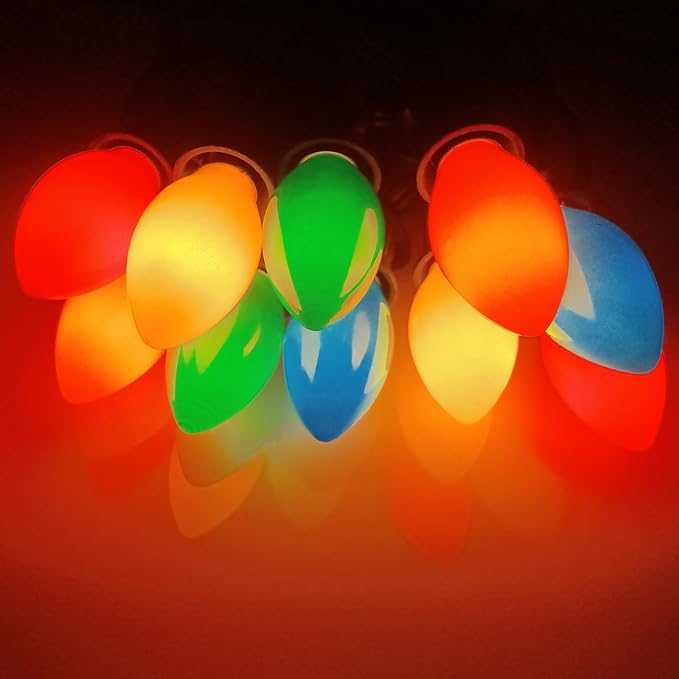 C7 LED Christmas Lights Outdoor 25Ft Vintage Christmas Lights with 27 Shatterproof Colored LED Bulbs(2 Spare), Connectable Old Fashioned Xmas Light for Patio Holiday Party Wedding Xmas Tree Decor