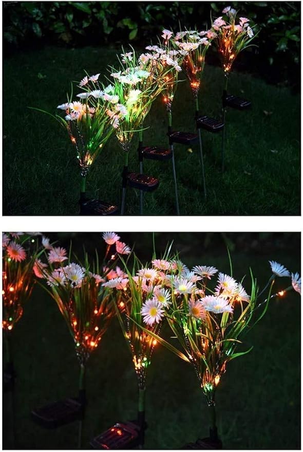 Solar Lawn Light Flower Light 2 Pack 28LED Daisy Solar Garden Light,Outdoor Decoration Stake Lights,Waterproof Solar Landscape Light Statue lamp Garden Stakes Decorative,Lawn (White)