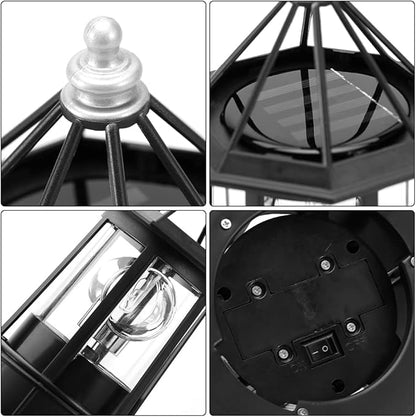 LED Solar Powered Lighthouse, 360 Degree Rotating Lighthouse Lamp, IP65 Waterproof LED Solar Lighthouse Lamps Towers Statue Lights for Outdoor Garden Pathway Patio