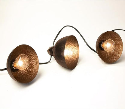 LumaBase Electric Café String Lights with 10 Brown Metal Domes