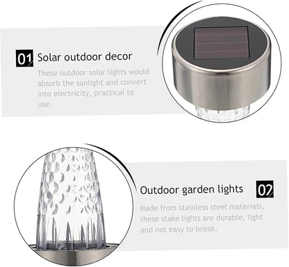 12pcs Solar Outdoor Pathway Lights Stainless Steel Solar Garden Lights with Bright White LED for Patio Walkway Lawn Stake Lighting