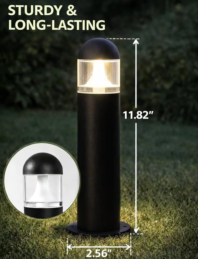 12 Pack Low Voltage Landscape Pathway Lights Wired, Outdoor Modern 12V LED Bollard Lights for Driveway Garden | Lumora