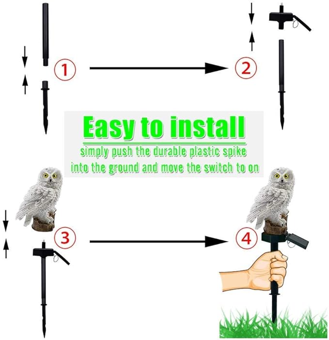 Garden Solar Lights,Owl Shape Waterproof LED Outdoor Lights,Garden Ornaments for Lawn,Pathway,Yard,Driveway,Step and Walkway,Wedding,Party and Patio Decorations(White