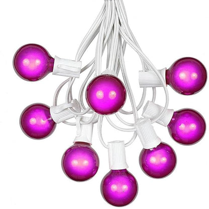 G40 Patio String Lights with 25 Purple Globe Bulbs - Hanging Garden String Lights - Vintage Backyard Patio Lights - Outdoor String Lights - Market Cafe String Lights - White Wire - 25 Foot