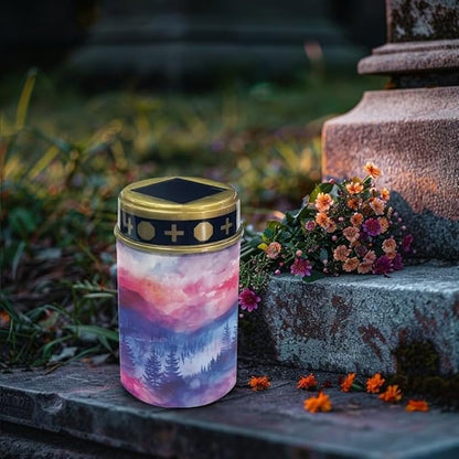 Kuiaobaty Forest LED Solar Lights for Outside Stylish Solar Powered Lights Stake Waterproof Solar Cross for Cemetery Grave Decorative Solar Lights Outdoor Garden Path Gift for Dad